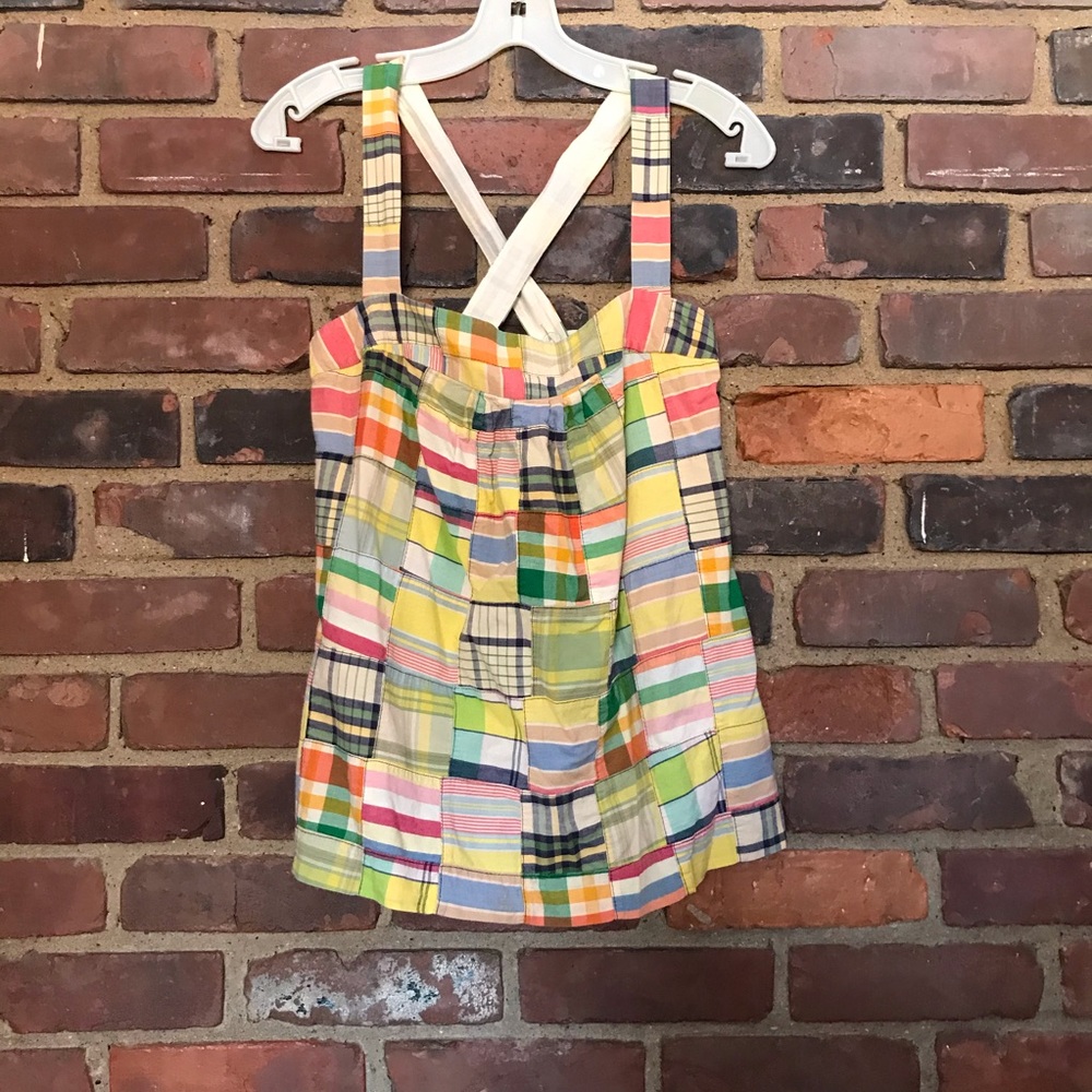 J Crew Madras Patchwork Top Size 4 - image 1